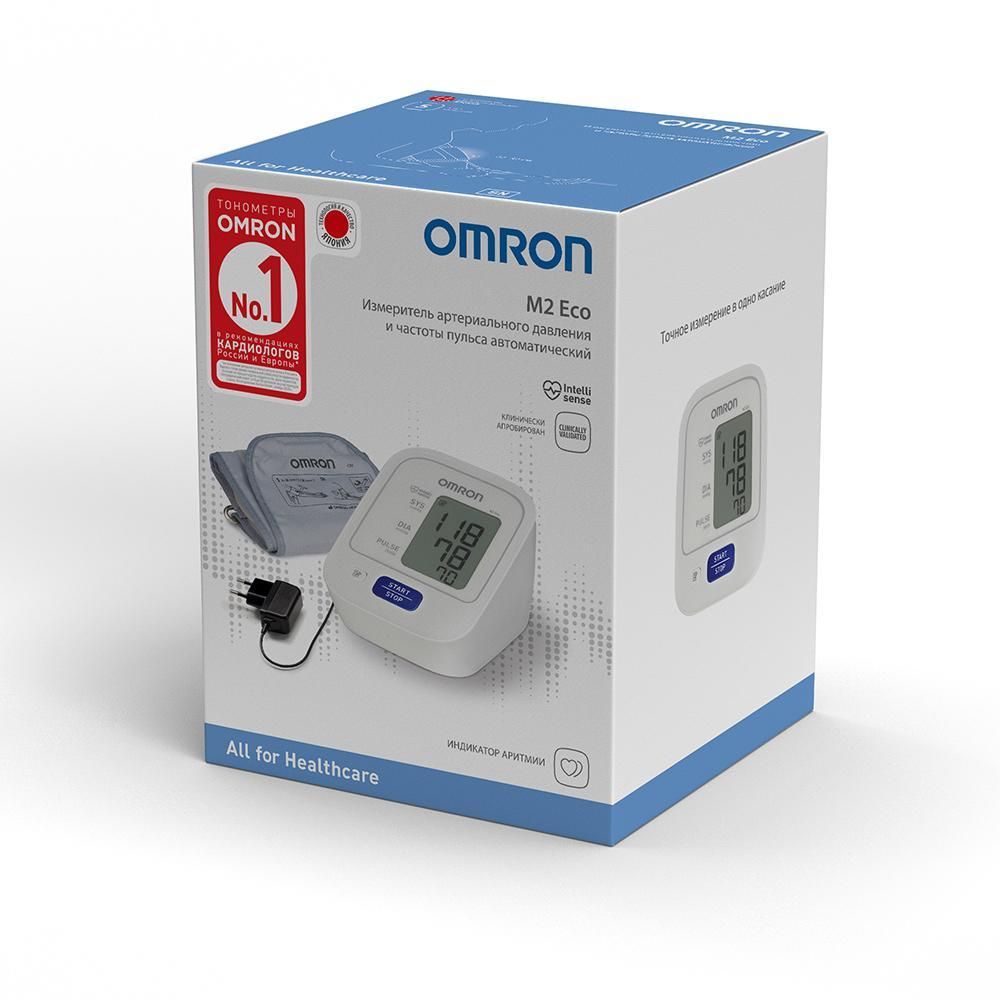 Тонометр автоматический OMRON M2 Eco, тонометр автоматический, с адаптером и стандартной манжетой (22-32 см), 1 шт.