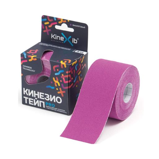 Kinexib Pro Бинт кинезио-тейп с усиленной фиксацией, 5х500см, фиолетовый, 1 шт.